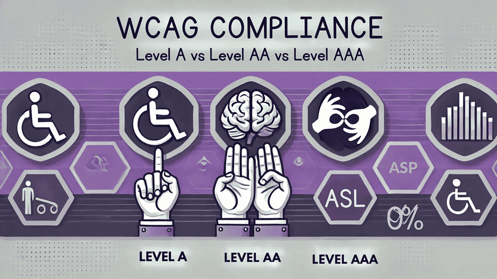 image diagram showing WCAG compliance levels A, AA, and AAA