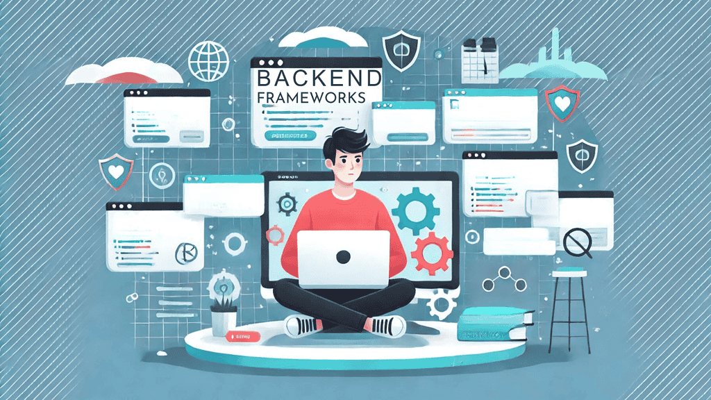 IMAGE Infographic showing different backend frameworks with their logos.